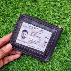 Men's Zipper RFID Blocking Premium Leather Zip-Around ID Bifold Wallet